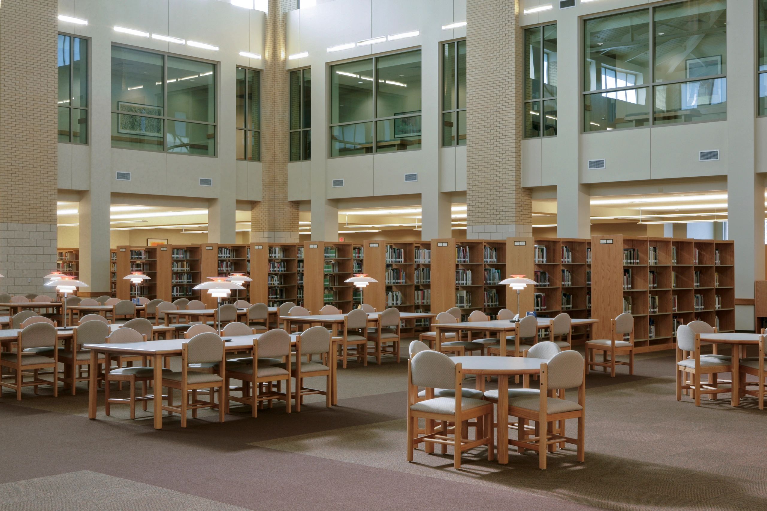 Historic-style library interior with shelves and study atmosphere